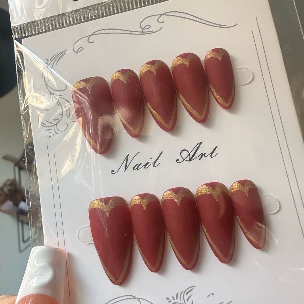 Red and Gold Nail Art Set